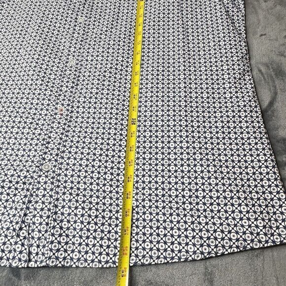 Abstract One Sz 3x Button Shirt Casual Mens Navy White Geometric Short Sleeve - Picture 13 of 15